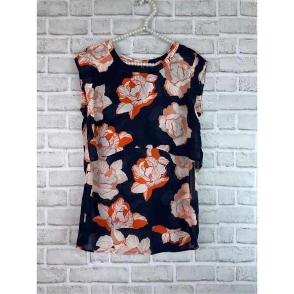 Cabi Women's Black Floral Keyhole Back Blouson Sleeveless Top Size Small - Picture 1 of 7